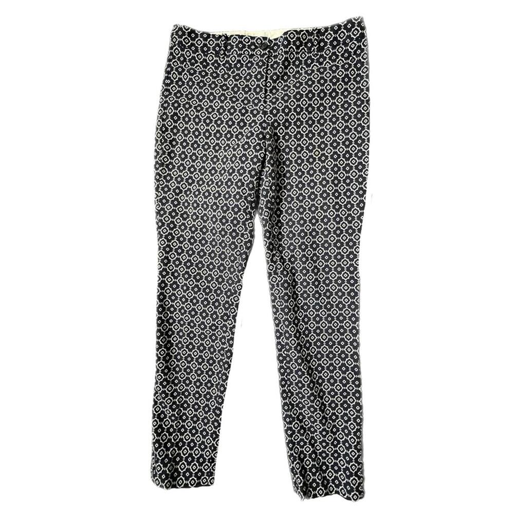 Brooks Brothers Natalie Fit Pants Navy White Geometric Diamond Slim Trousers 6